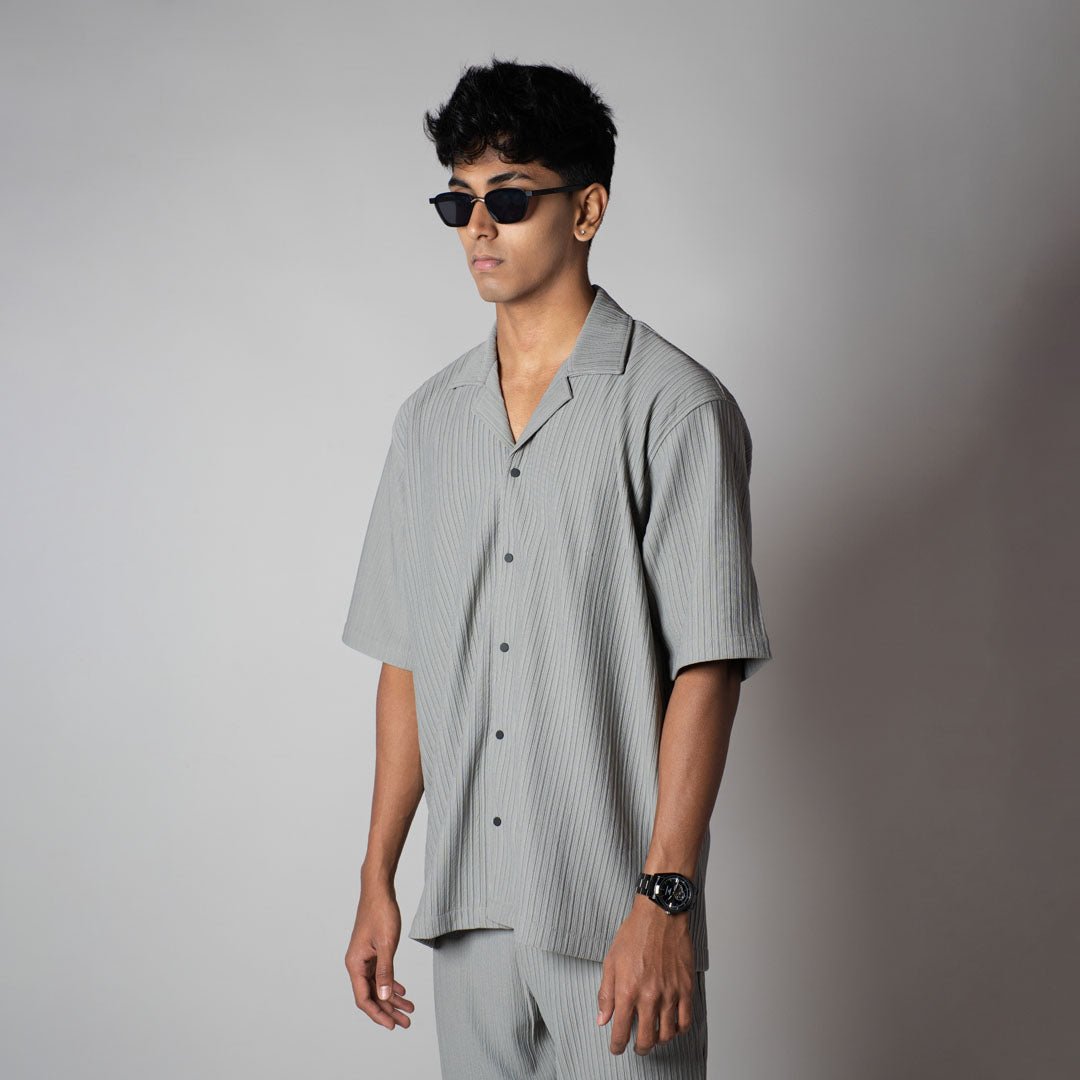 GREY STRIPPED TEXTURED CO - ORD SET - Hophead