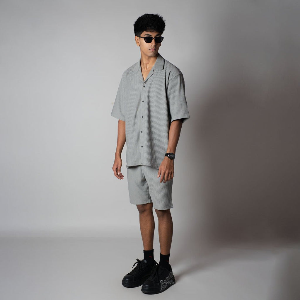 GREY STRIPPED TEXTURED CO - ORD SET - Hophead