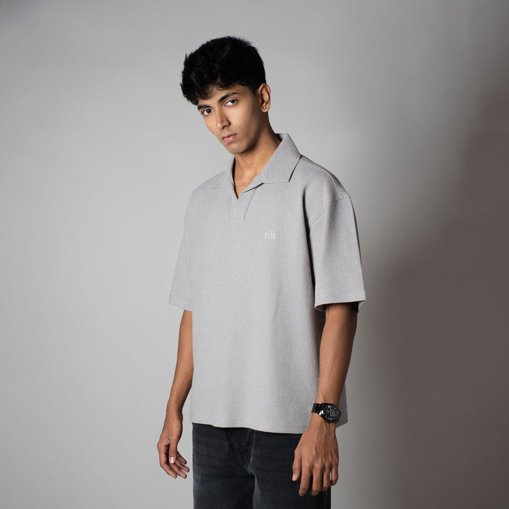 GREY TEXTURED POLO - Hophead