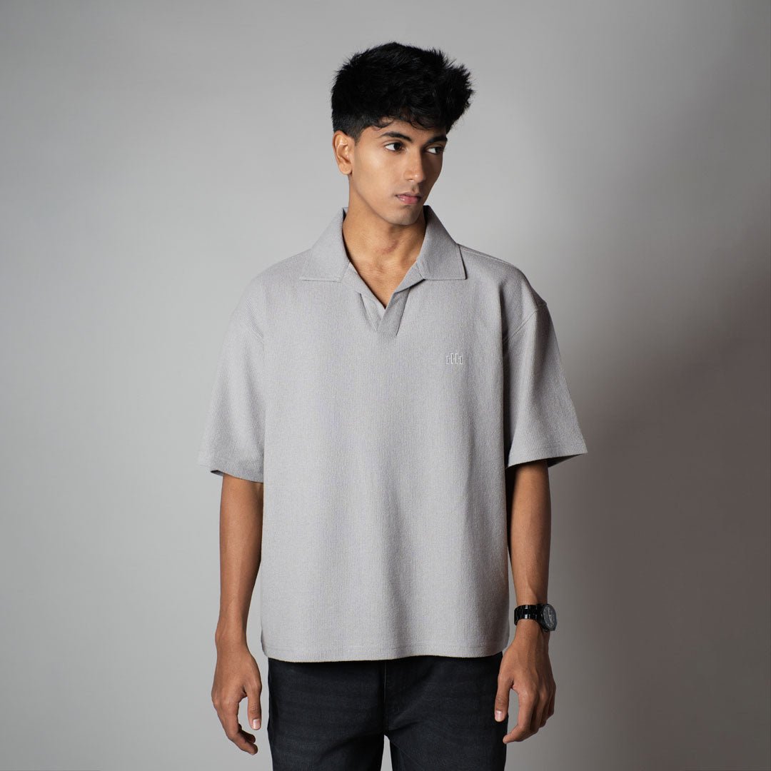 GREY TEXTURED POLO - Hophead