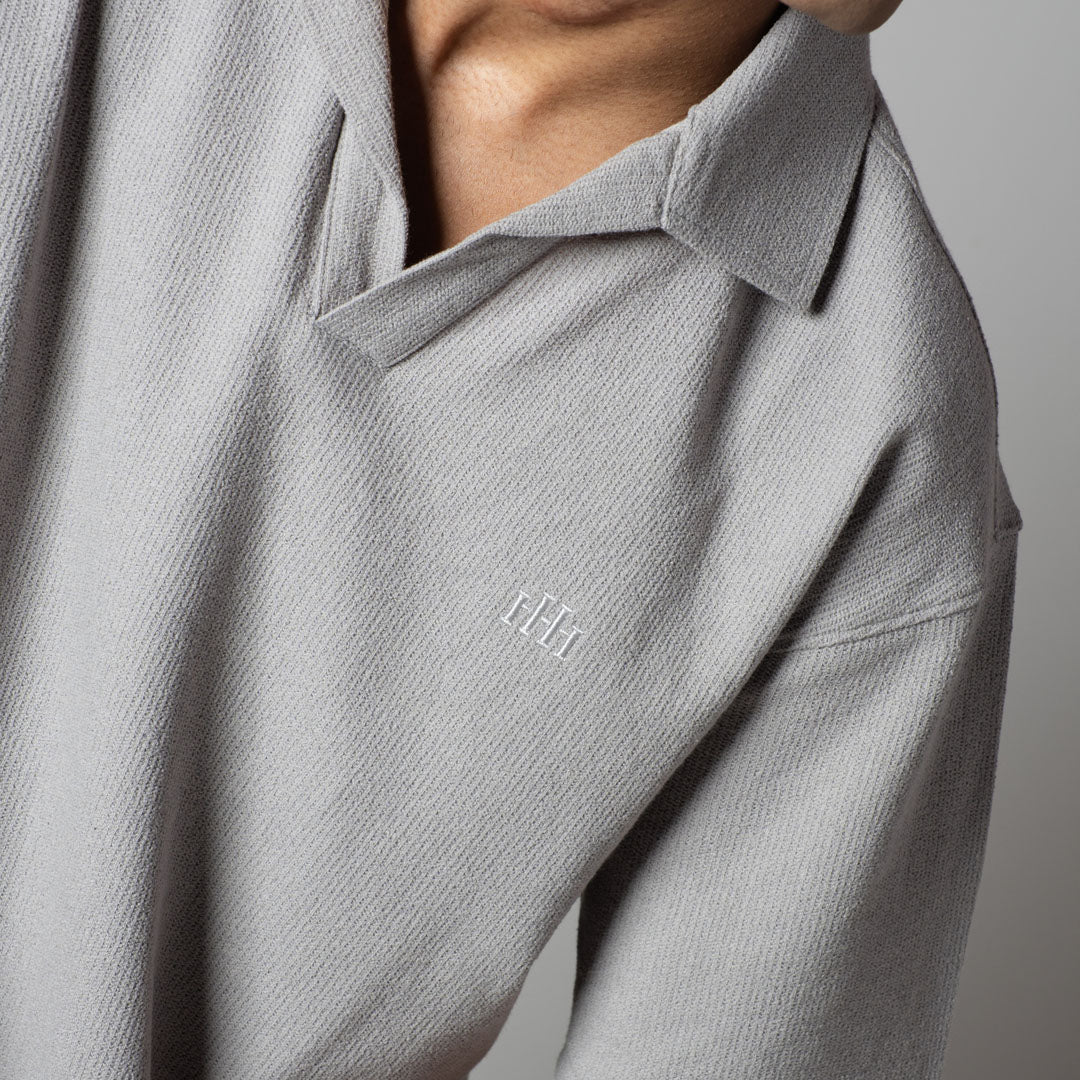 GREY TEXTURED POLO - Hophead