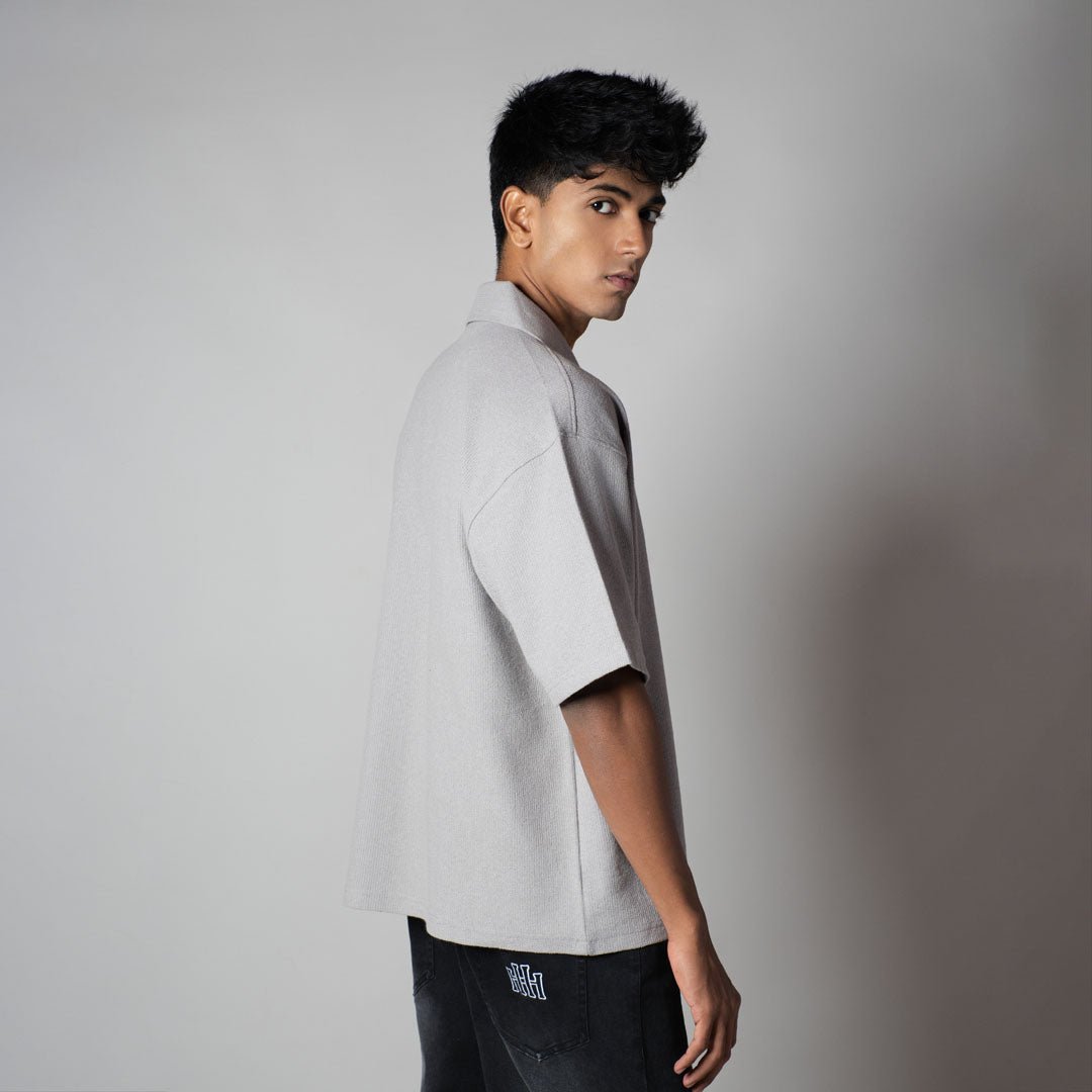 GREY TEXTURED POLO - Hophead