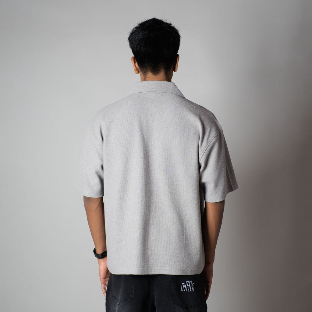 GREY TEXTURED POLO - Hophead