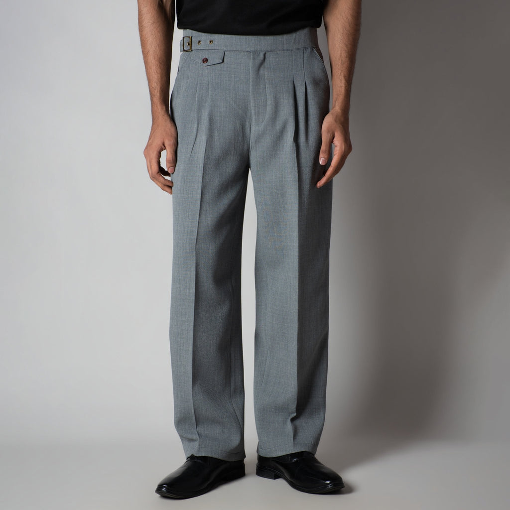 GREY VINTAGE BUCKLE PLEATED TROUSER - Hophead