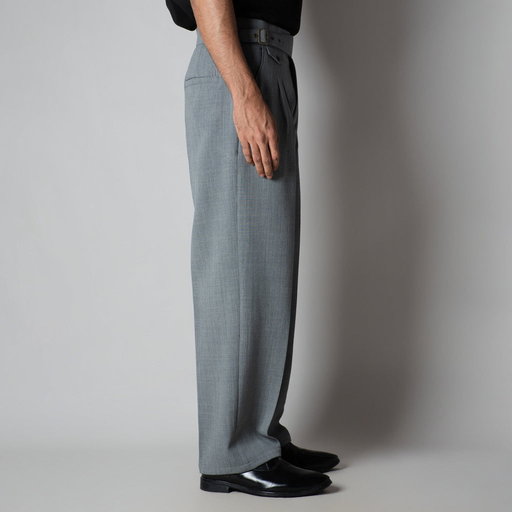 GREY VINTAGE BUCKLE PLEATED TROUSER - Hophead