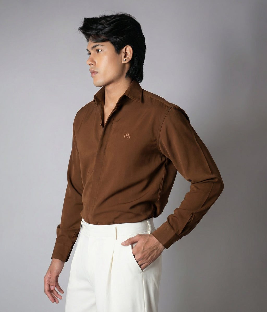 BROWN KOREAN SHIRT