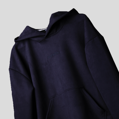 SPACE BLUE OVERSIZED SUEDE HOODIE