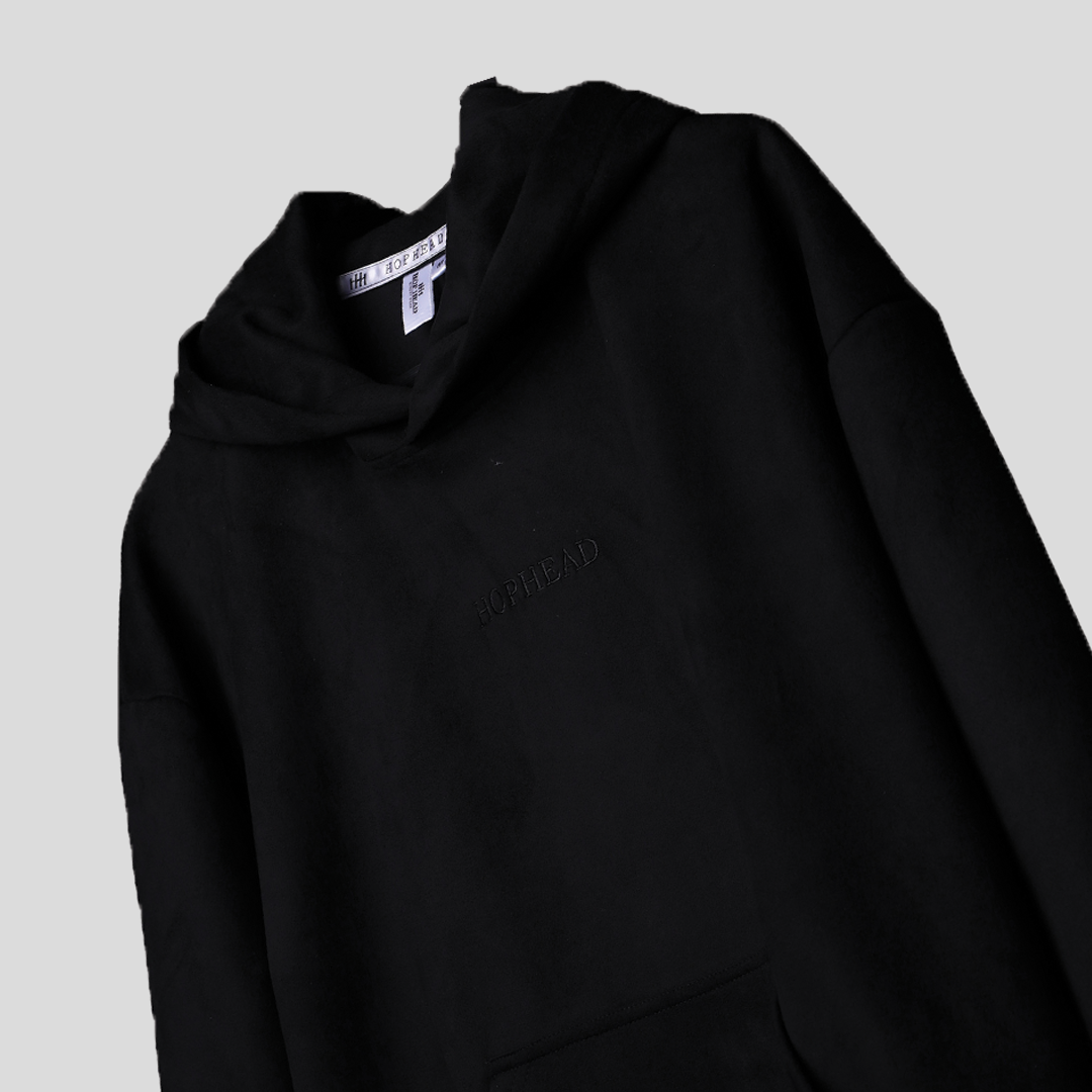 BLACK OVERSIZED SUEDE HOODIE