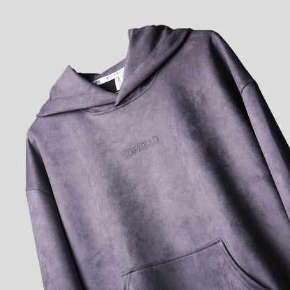 CHARCOAL OVERSIZED SUEDE HOODIE