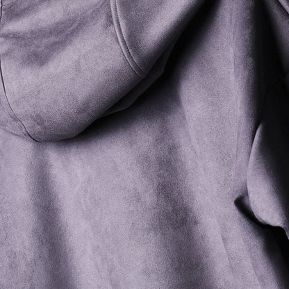 CHARCOAL OVERSIZED SUEDE HOODIE