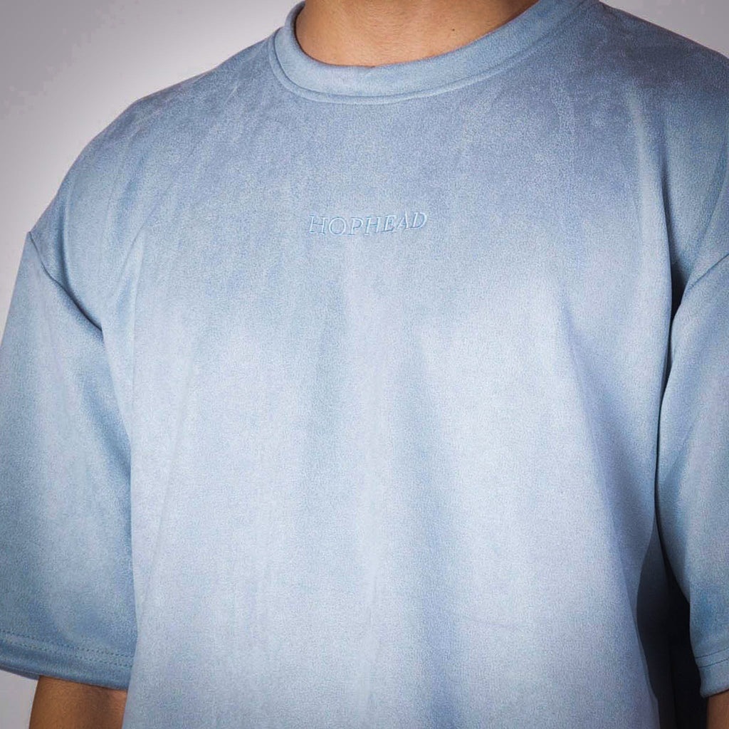 ICE BLUE EMBROIDERED SUEDE T - SHIRT - Hophead