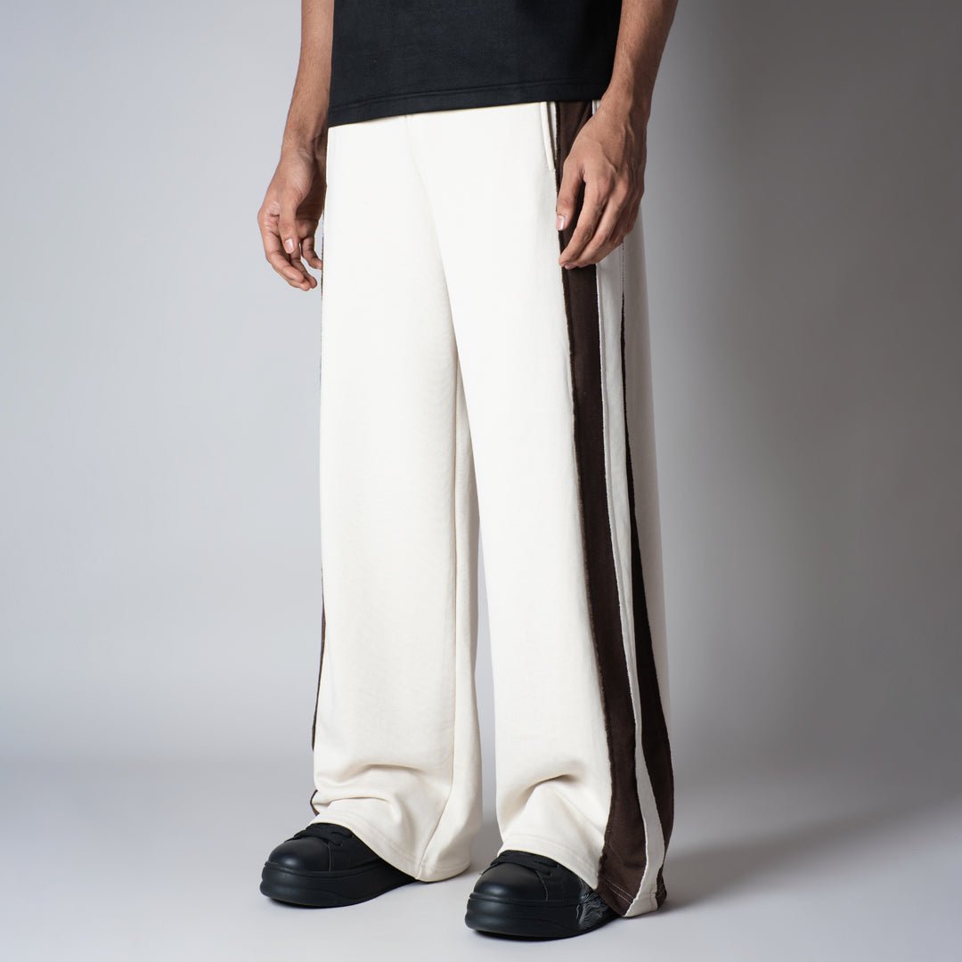 IVORY & BROWN RAW EDGE SWEATPANTS - Hophead