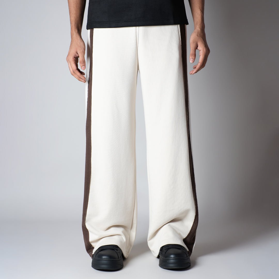 IVORY & BROWN RAW EDGE SWEATPANTS - Hophead