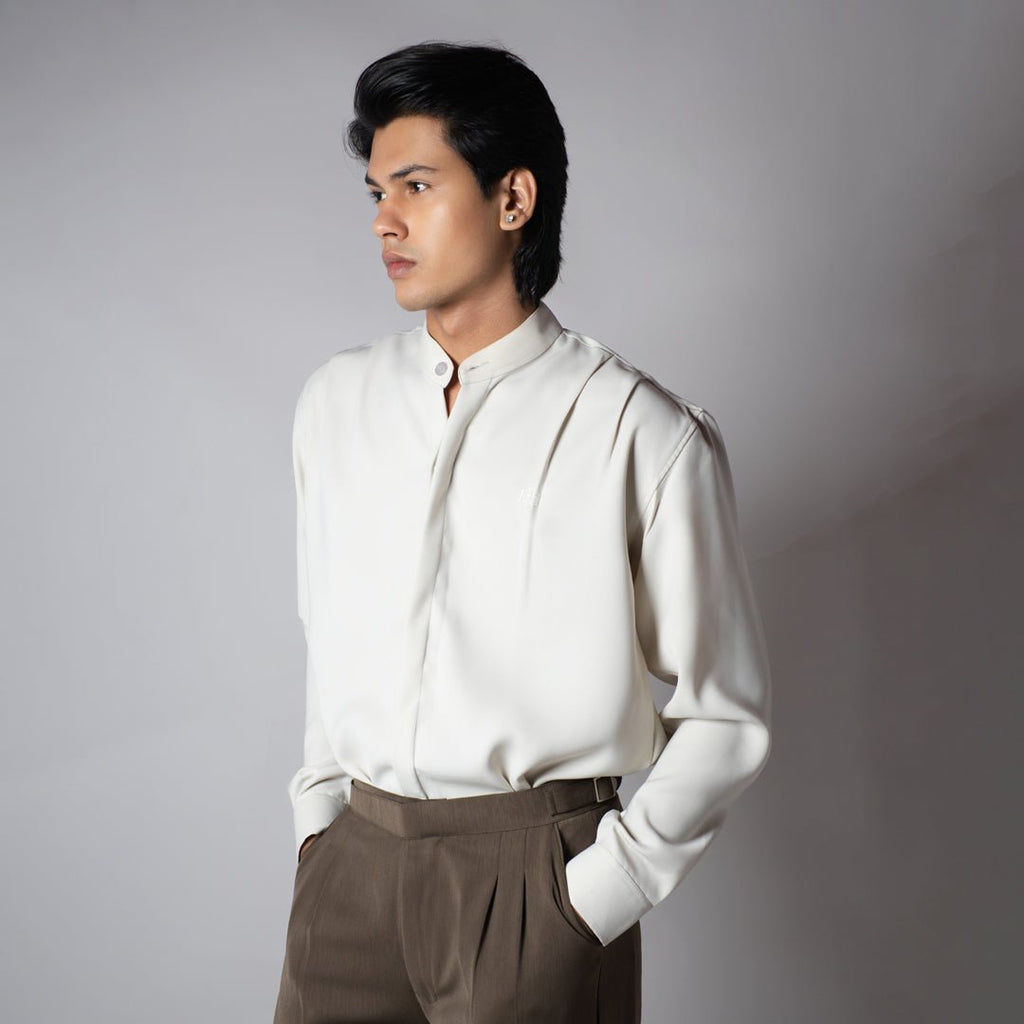 IVORY CHINESE COLLAR SHIRT - Hophead