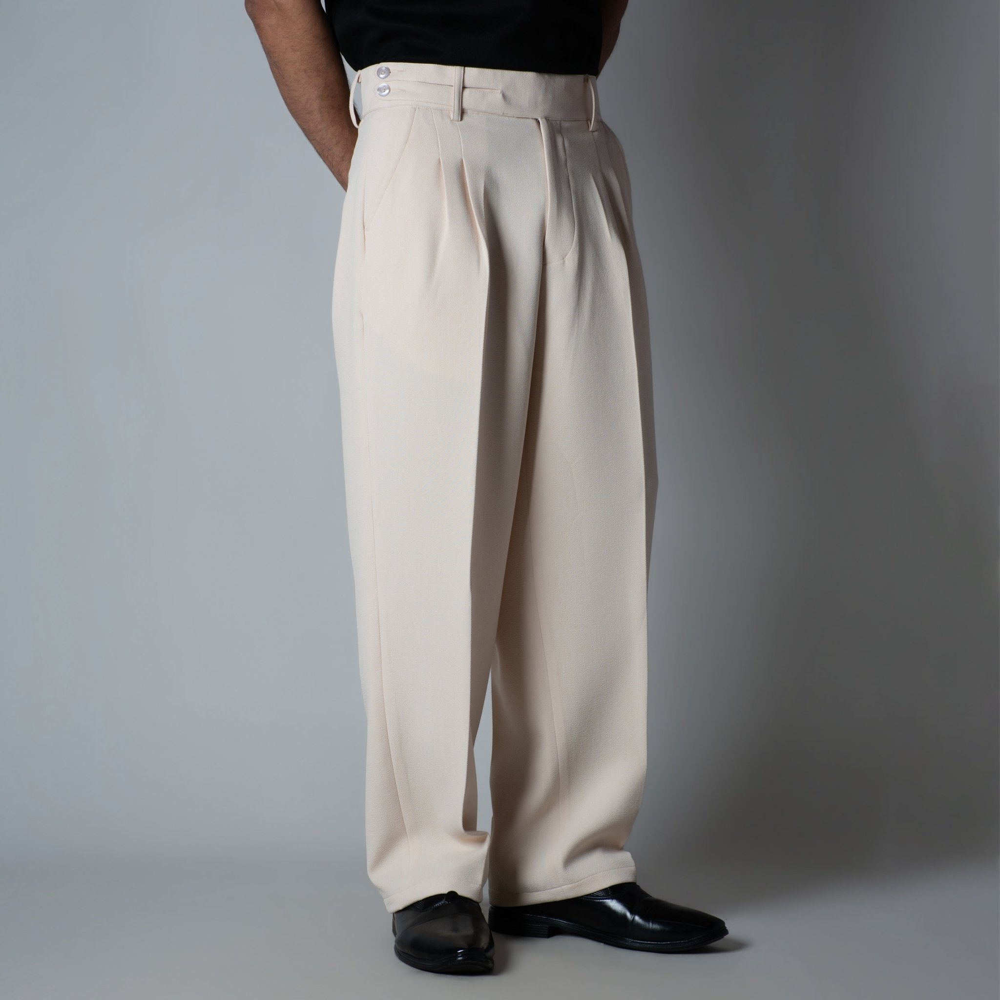 IVORY DOUBLE FLAP TROUSER - Hophead