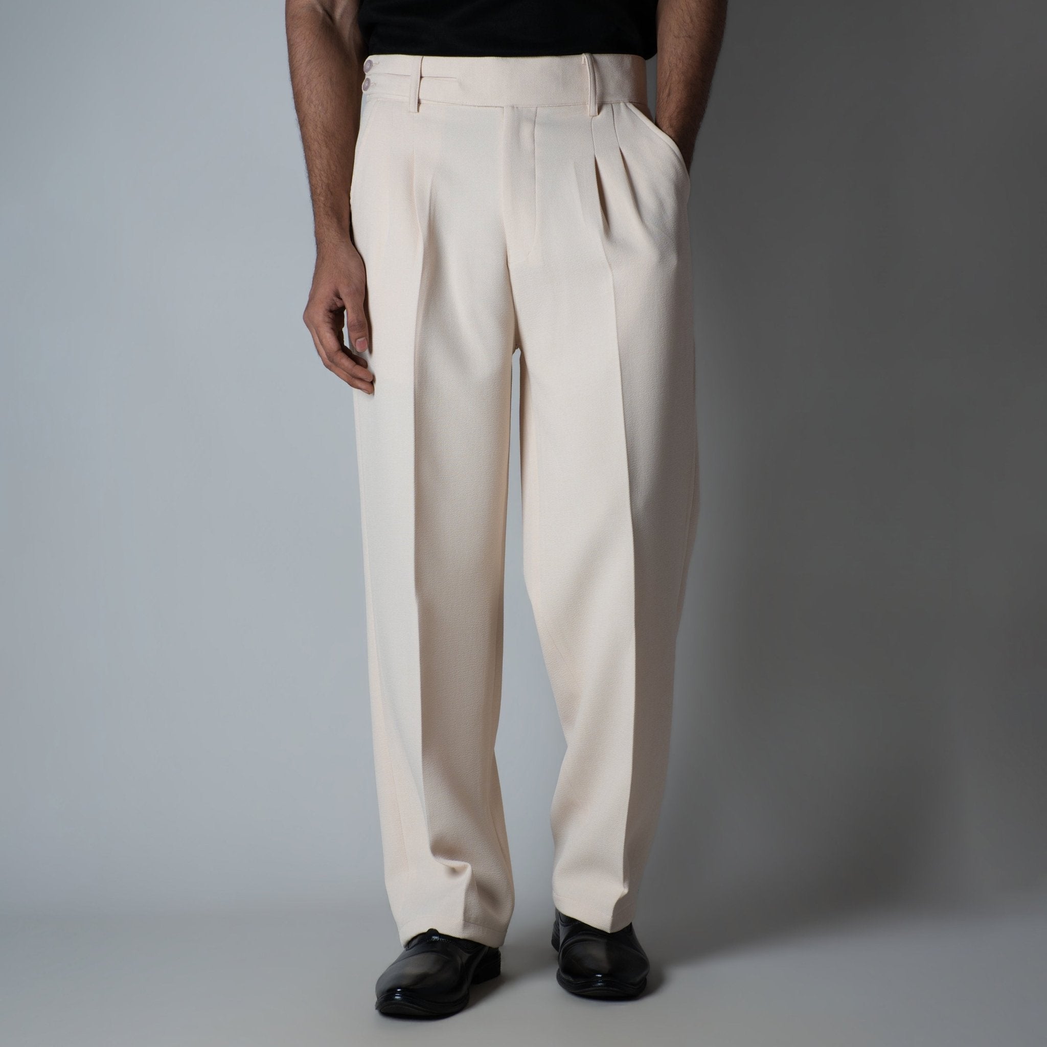IVORY DOUBLE FLAP TROUSER - Hophead