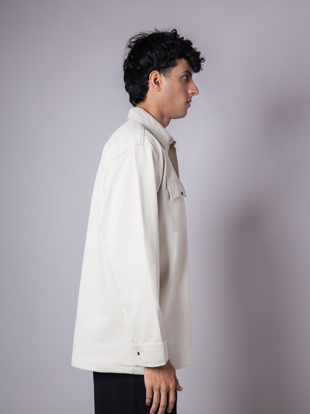 IVORY DOUBLE POCKET TEXTURED SHACKETS - Hophead