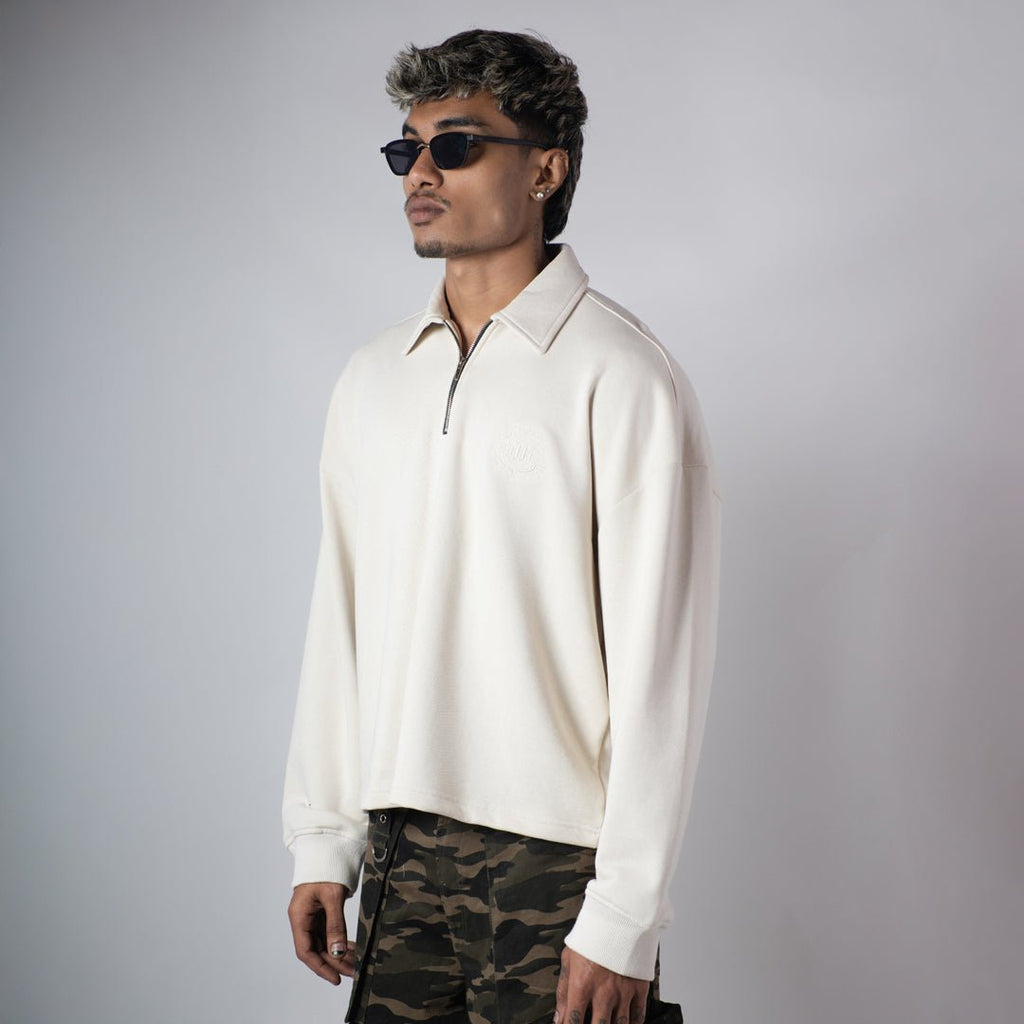 IVORY HALF - ZIPUP PULLOVER POLO - Hophead