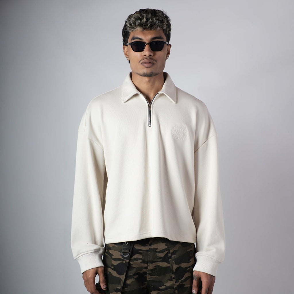 IVORY HALF - ZIPUP PULLOVER POLO - Hophead