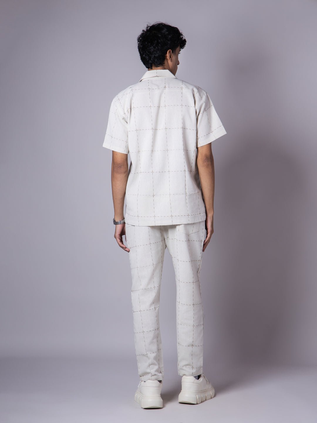 IVORY LINEN CHECKS EMBROIDERY CO - ORD SET - Hophead