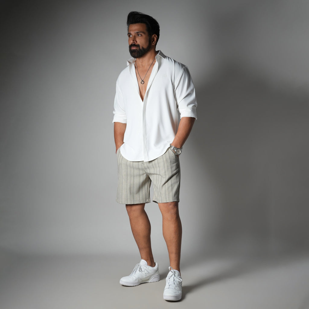 IVORY PINSTRIPE SHORTS - Hophead