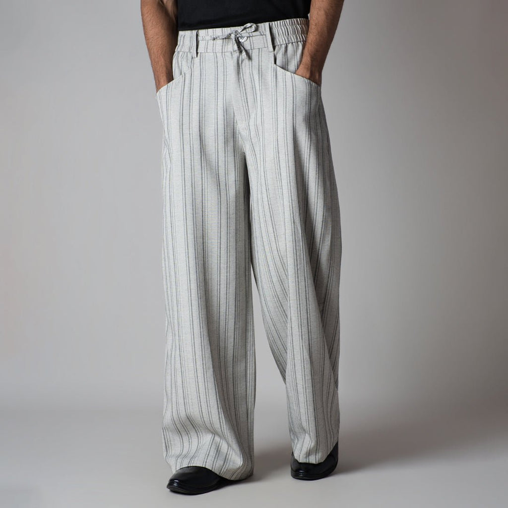 IVORY PINSTRIPE WIDE PANTS - Hophead