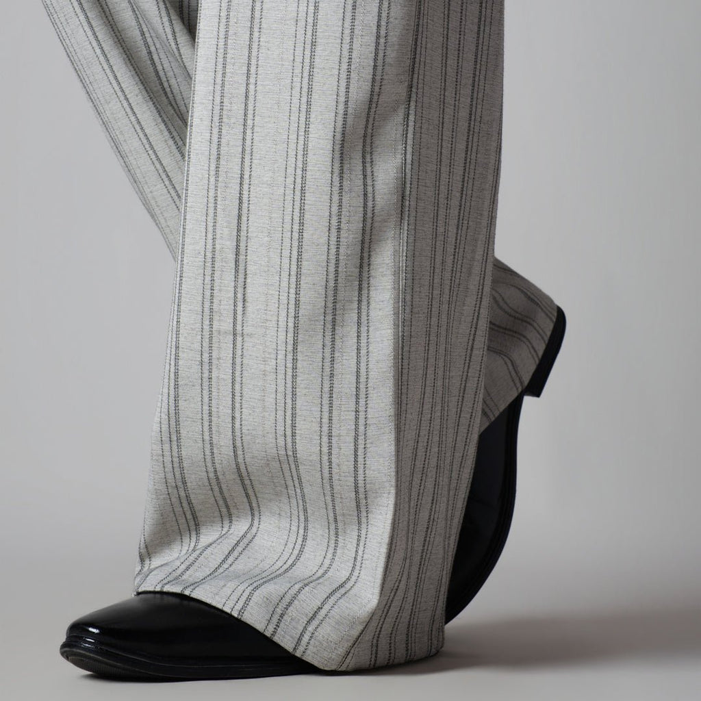 IVORY PINSTRIPE WIDE PANTS - Hophead