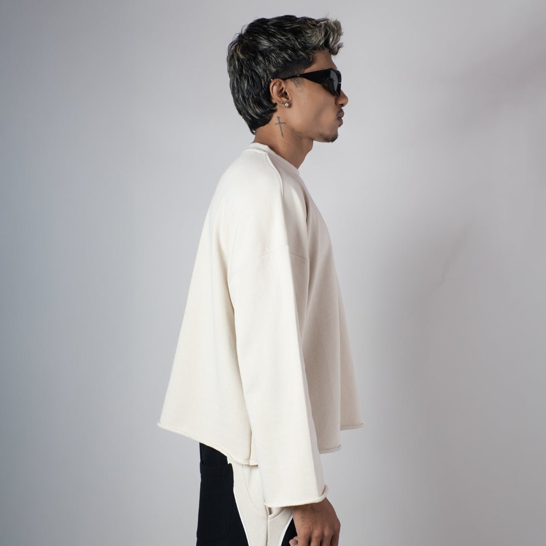 IVORY RAW EDGE SWEATSHIRT - Hophead