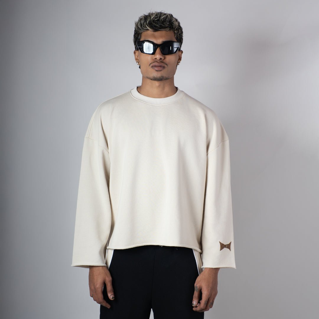 IVORY RAW EDGE SWEATSHIRT - Hophead