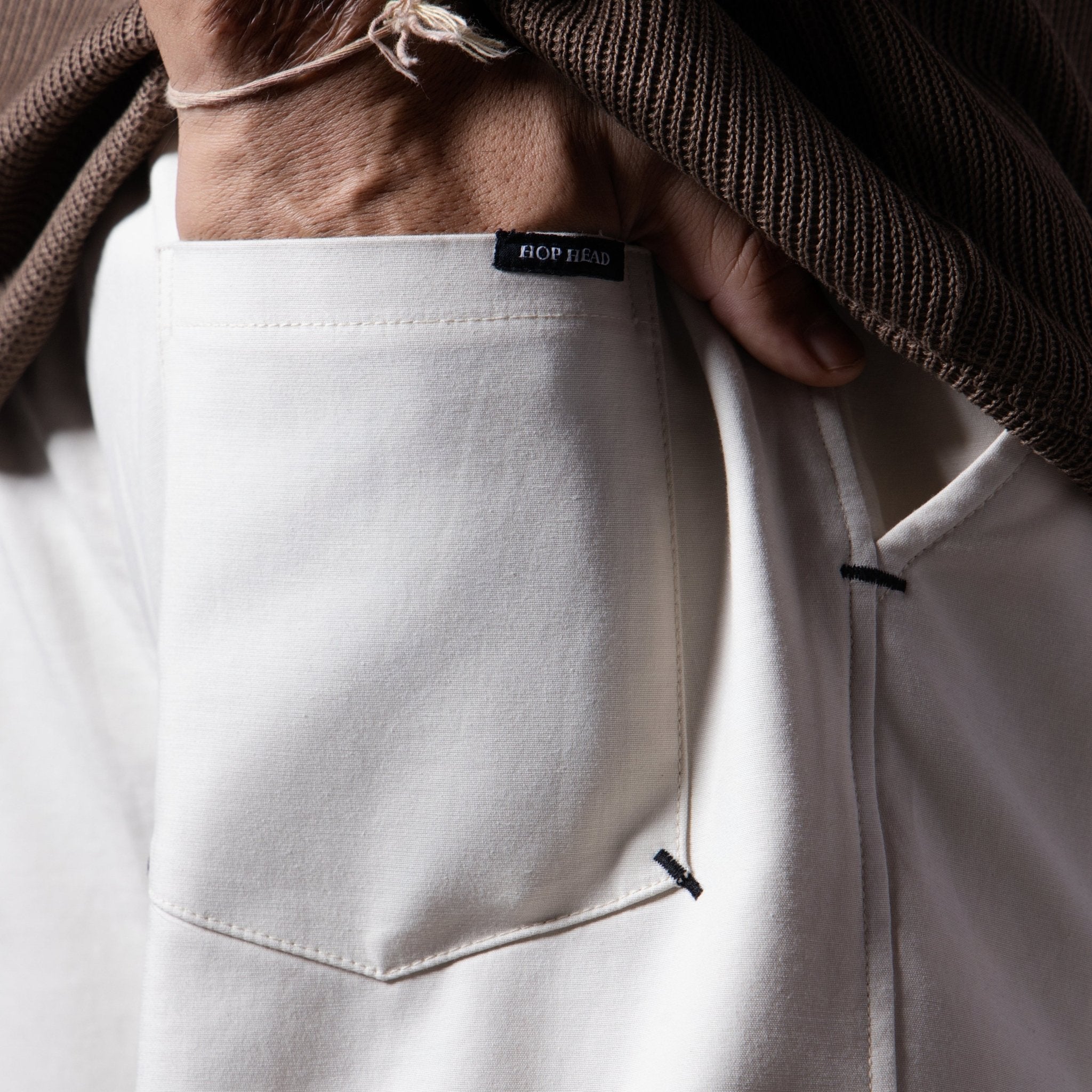 IVORY REVERSE PLEATED COTTON PANTS - Hophead