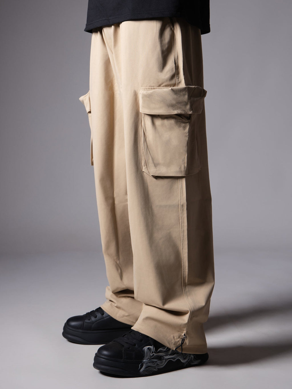 IVORY SIDE POCKET BAGGY CARGO SWEATPANT - Hophead