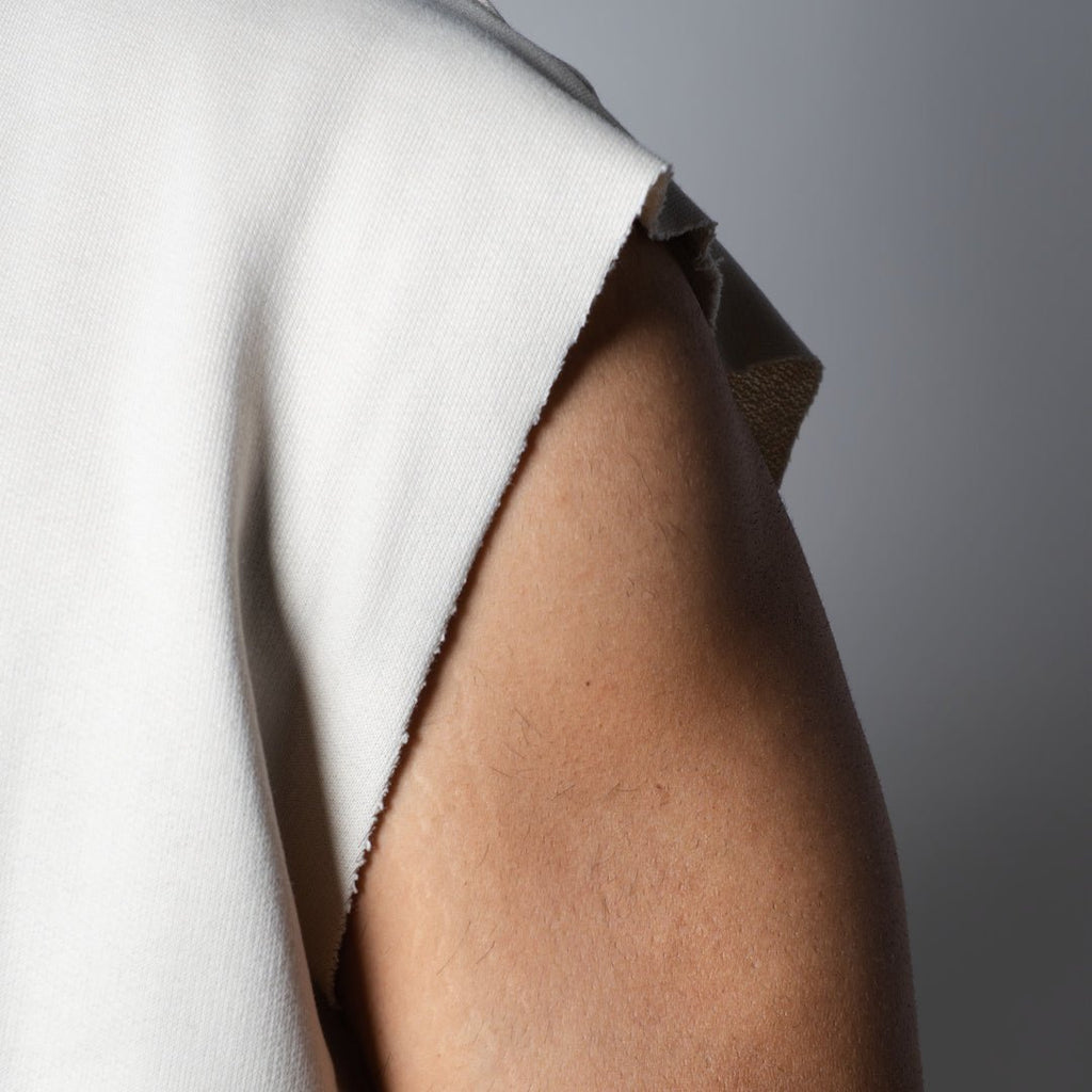 IVORY SLEEVELESS RAW EDGE TSHIRT - Hophead