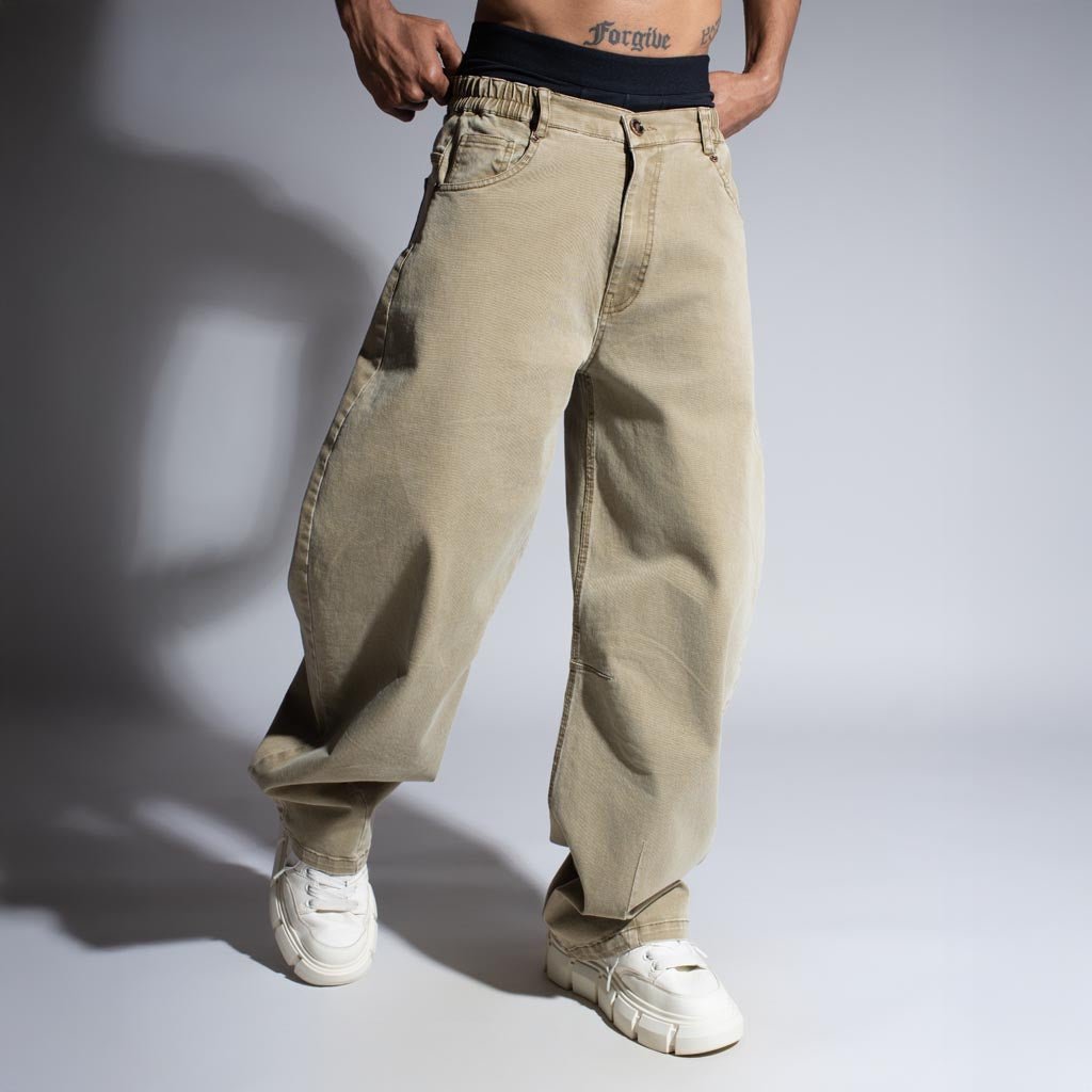 KHAKHI BARREL LEG DENIM - Hophead