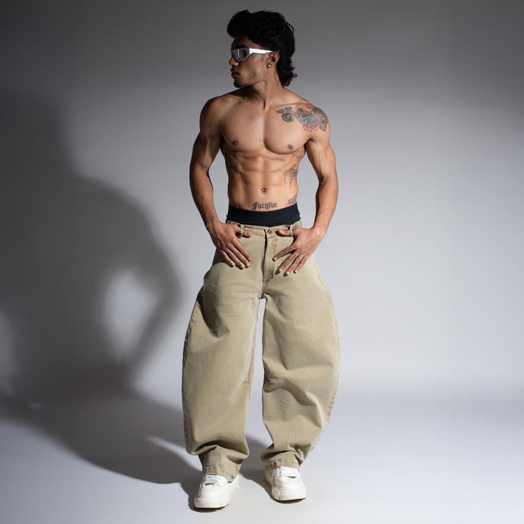 KHAKHI BARREL LEG DENIM - Hophead