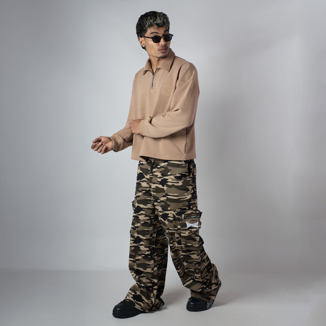 KHAKHI HALF - ZIPUP PULLOVER POLO - Hophead