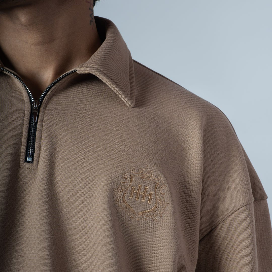 KHAKHI HALF - ZIPUP PULLOVER POLO - Hophead