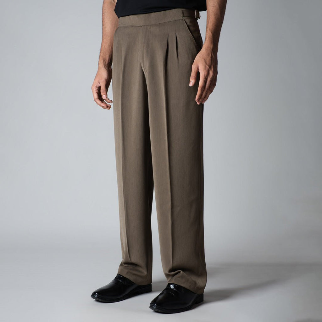 KHAKHI LONG FLAP TEXTURED TROUSER - Hophead