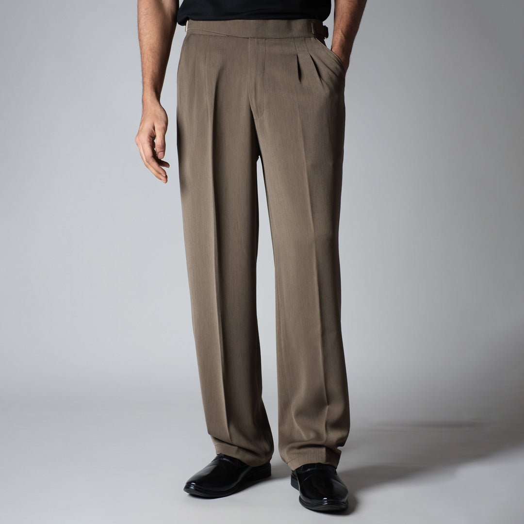 KHAKHI LONG FLAP TEXTURED TROUSER - Hophead