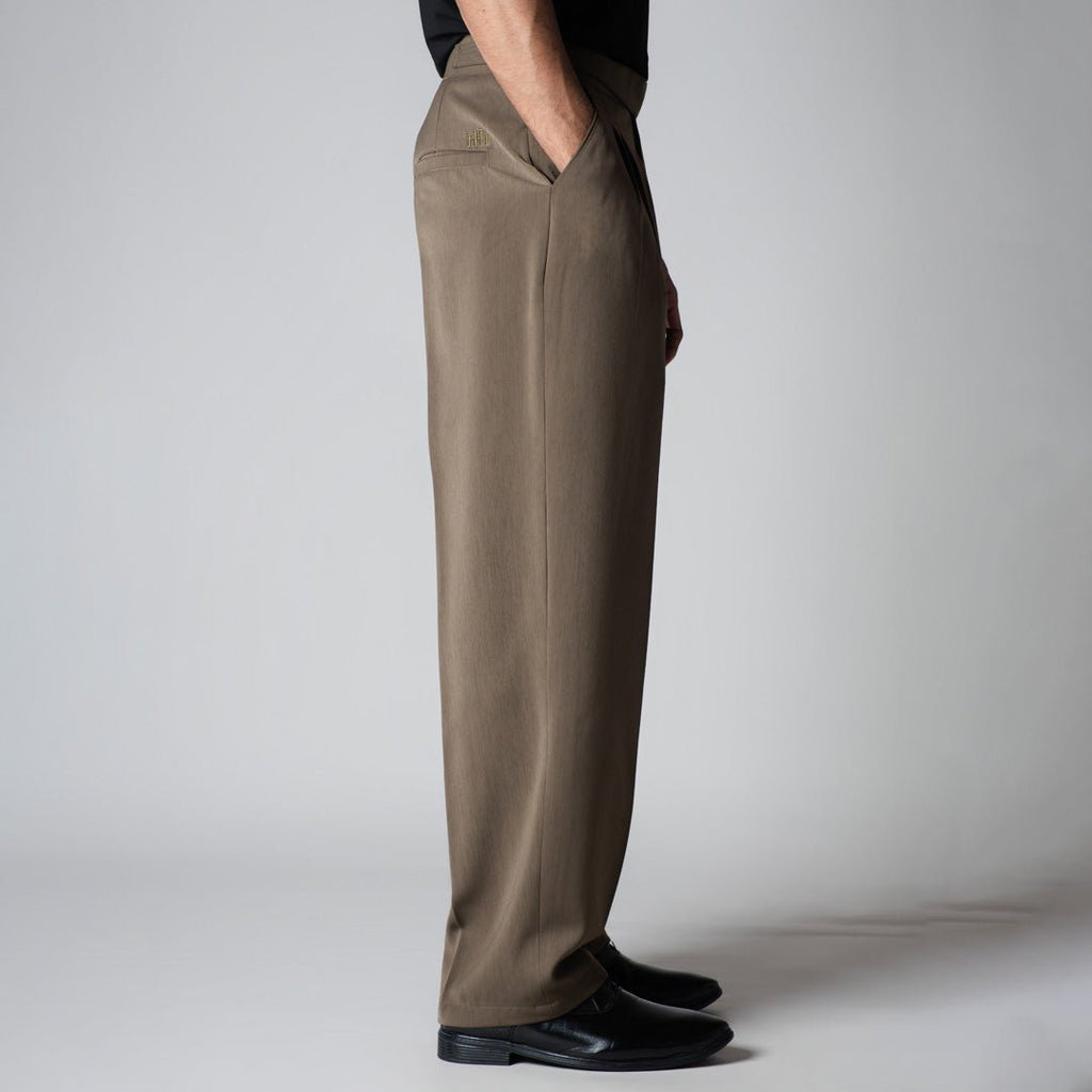 KHAKHI LONG FLAP TEXTURED TROUSER - Hophead