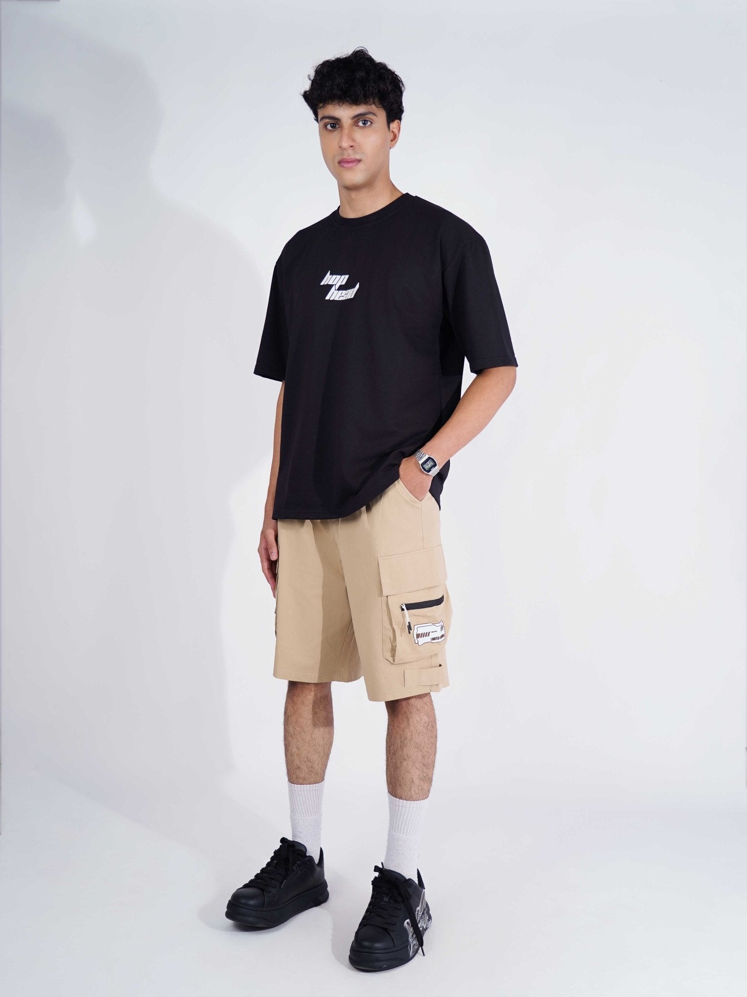 KHAKI MILITARY CARGO OVERSIZED SHORTS - Hophead
