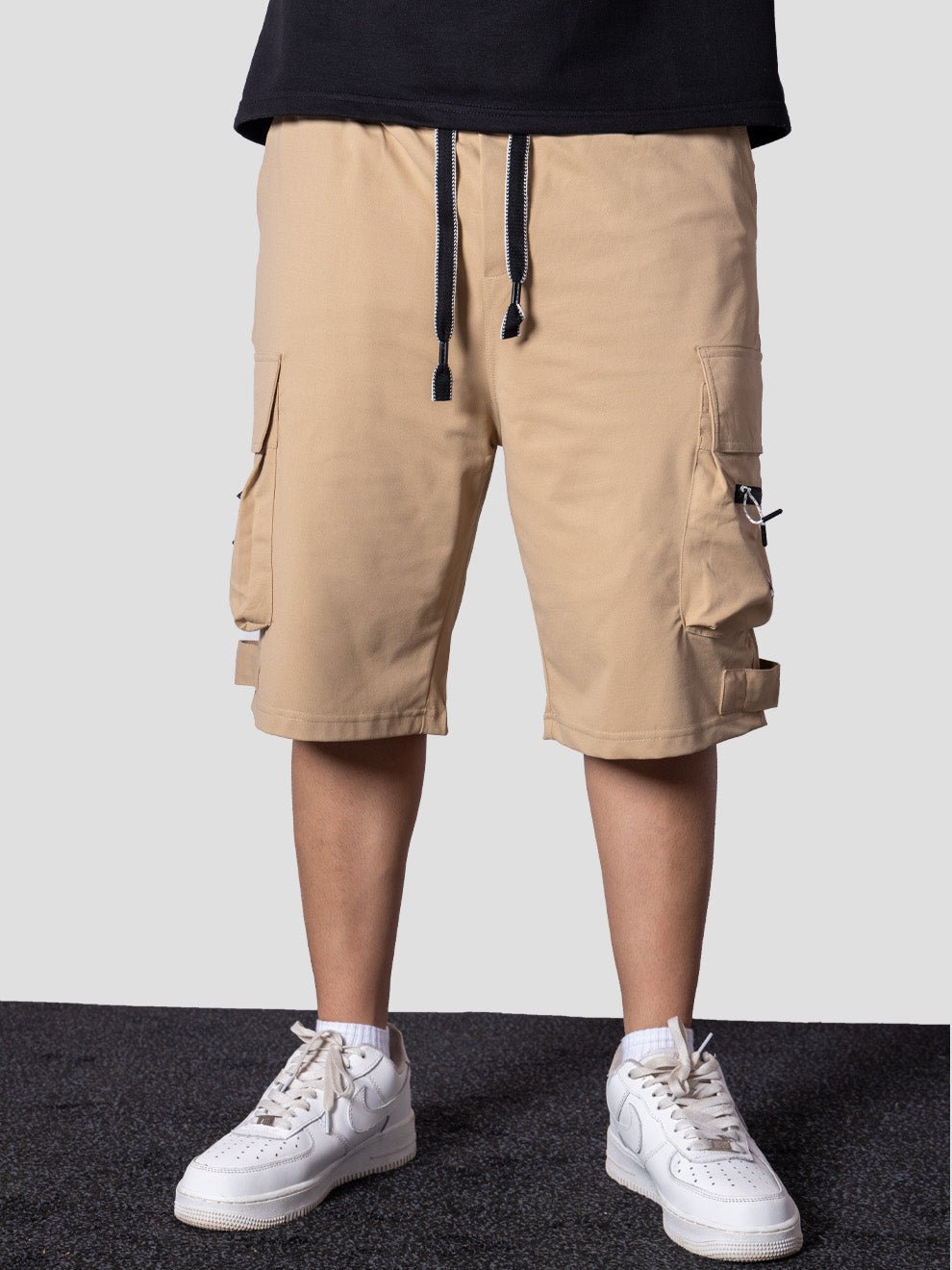 KHAKI MILITARY CARGO OVERSIZED SHORTS - Hophead