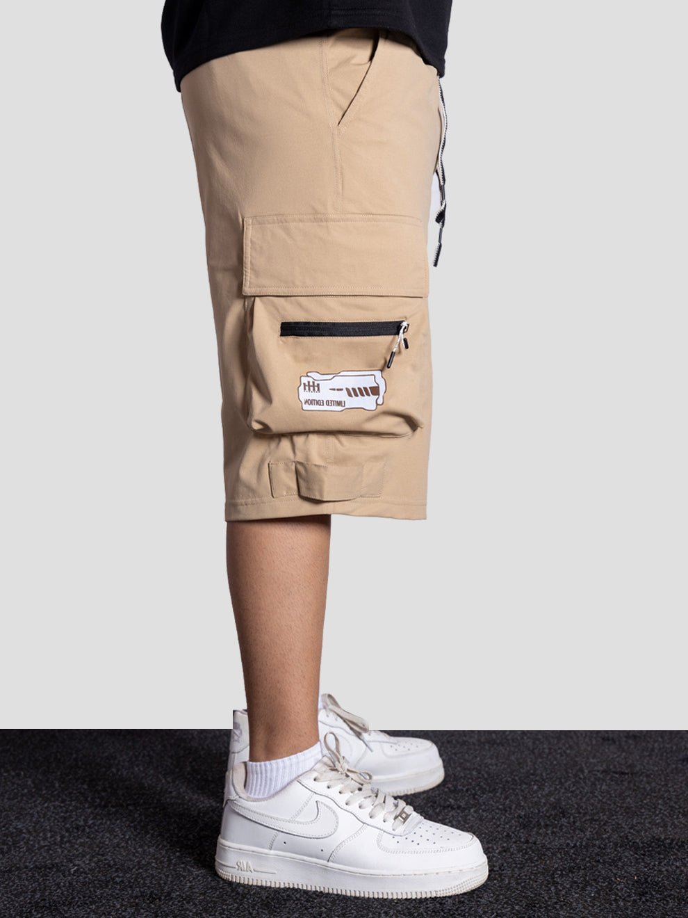 KHAKI MILITARY CARGO OVERSIZED SHORTS - Hophead