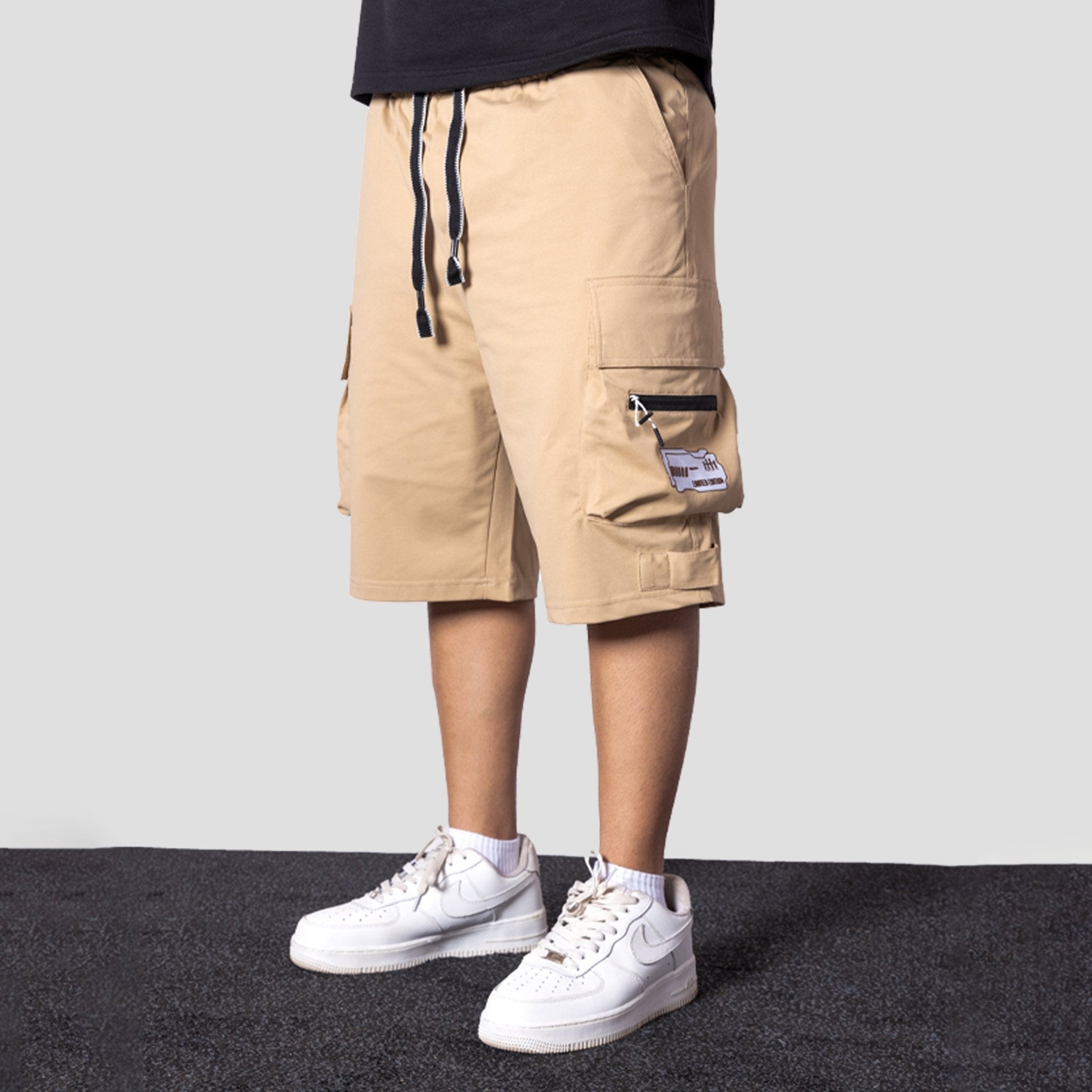 KHAKI MILITARY CARGO OVERSIZED SHORTS - Hophead