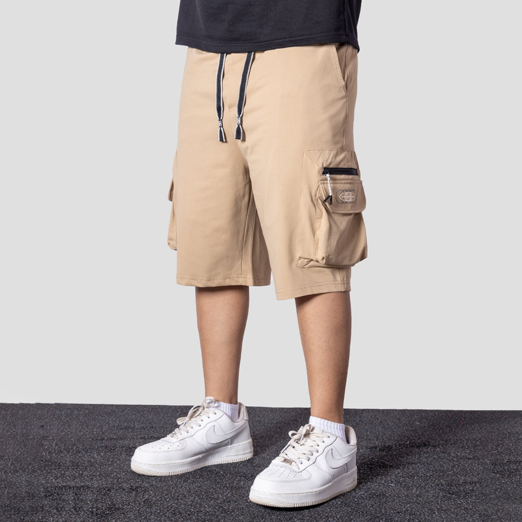 KHAKI POCKET ON POCKET OVERSIZED SHORTS - Hophead