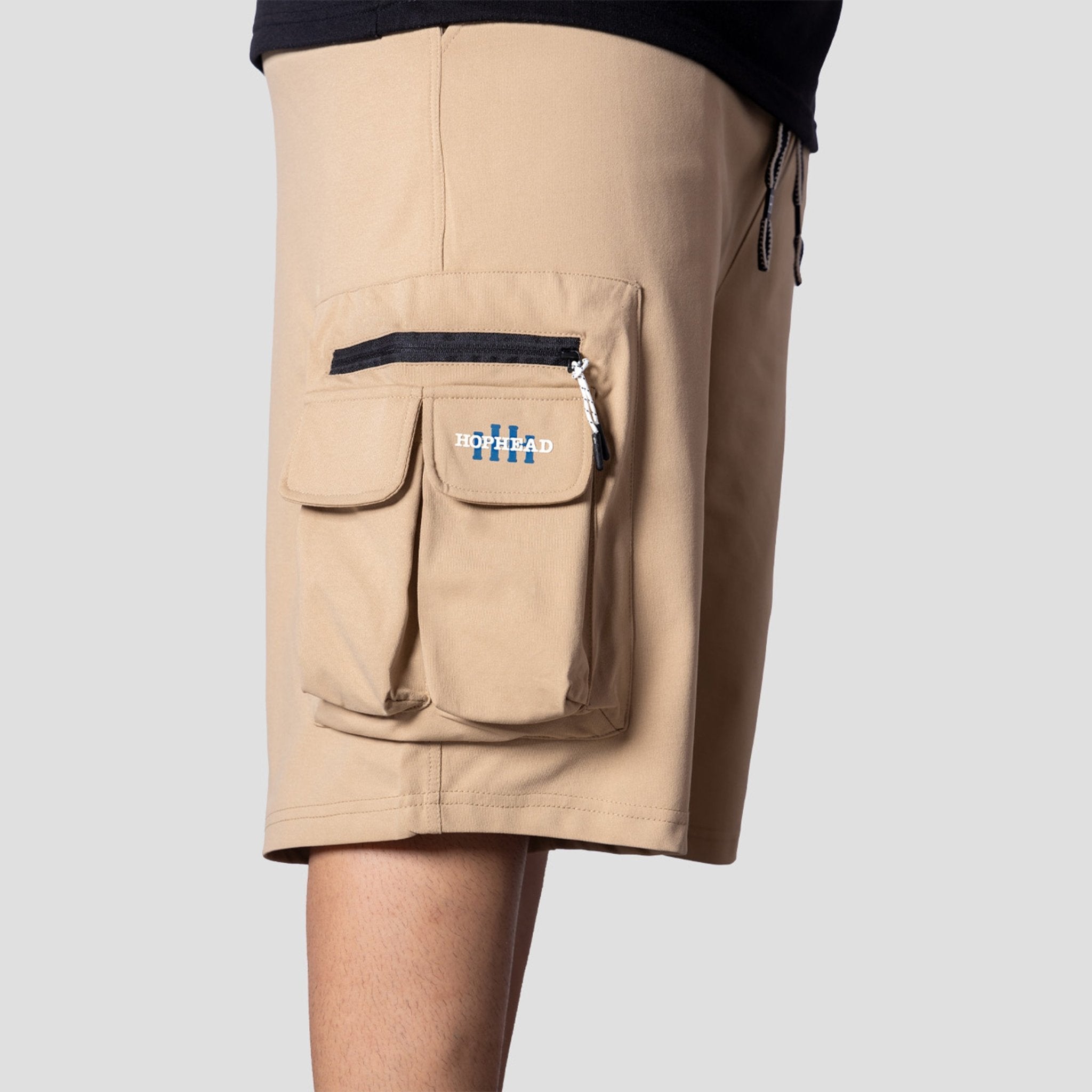 KHAKI POCKET ON POCKET OVERSIZED SHORTS - Hophead