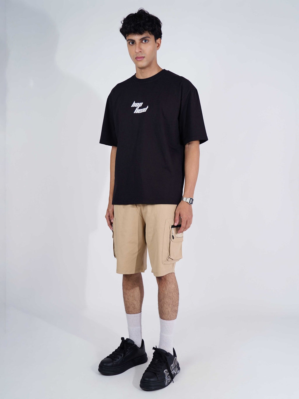 KHAKI POCKET ON POCKET OVERSIZED SHORTS - Hophead