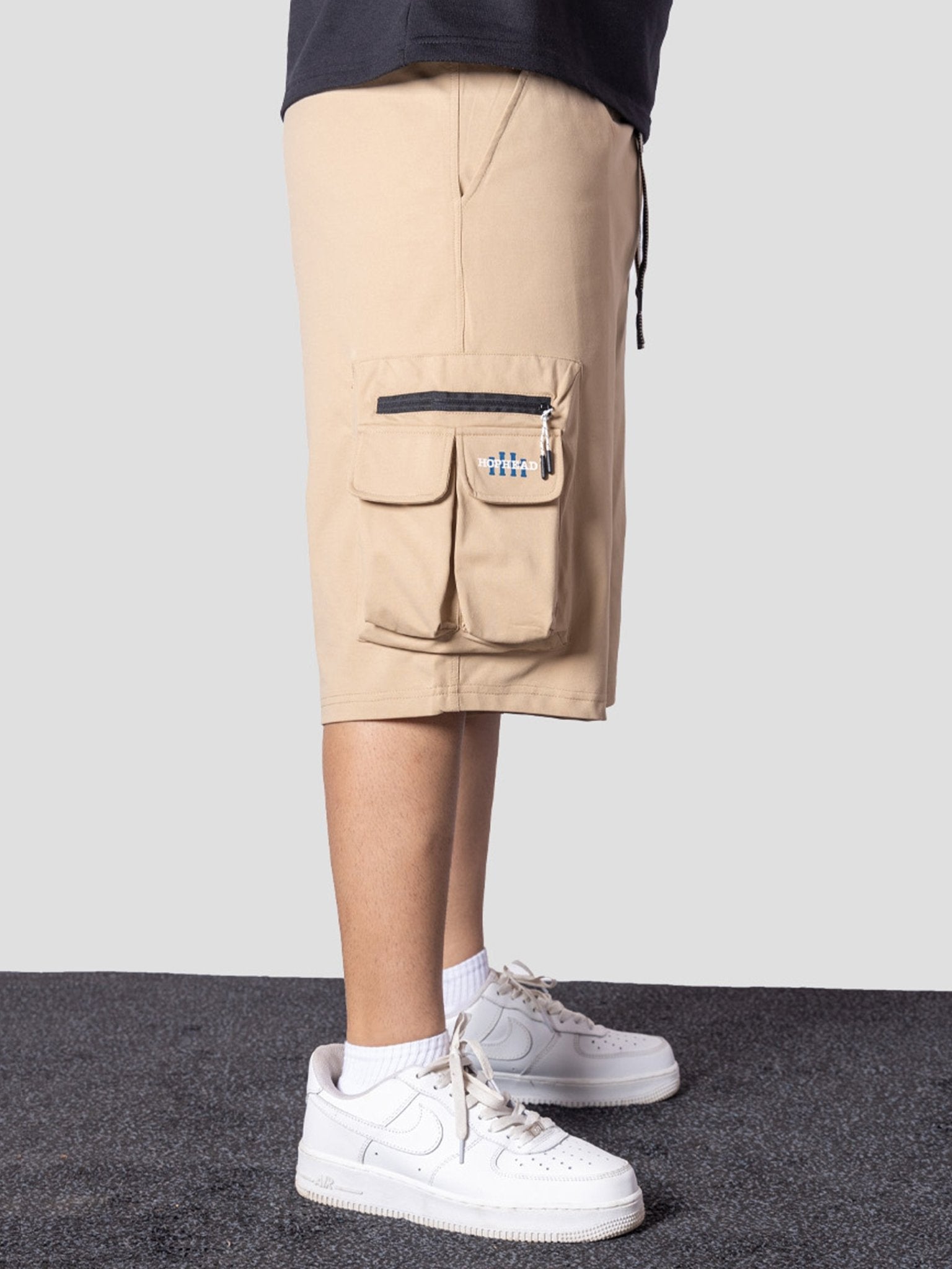 KHAKI POCKET ON POCKET OVERSIZED SHORTS - Hophead