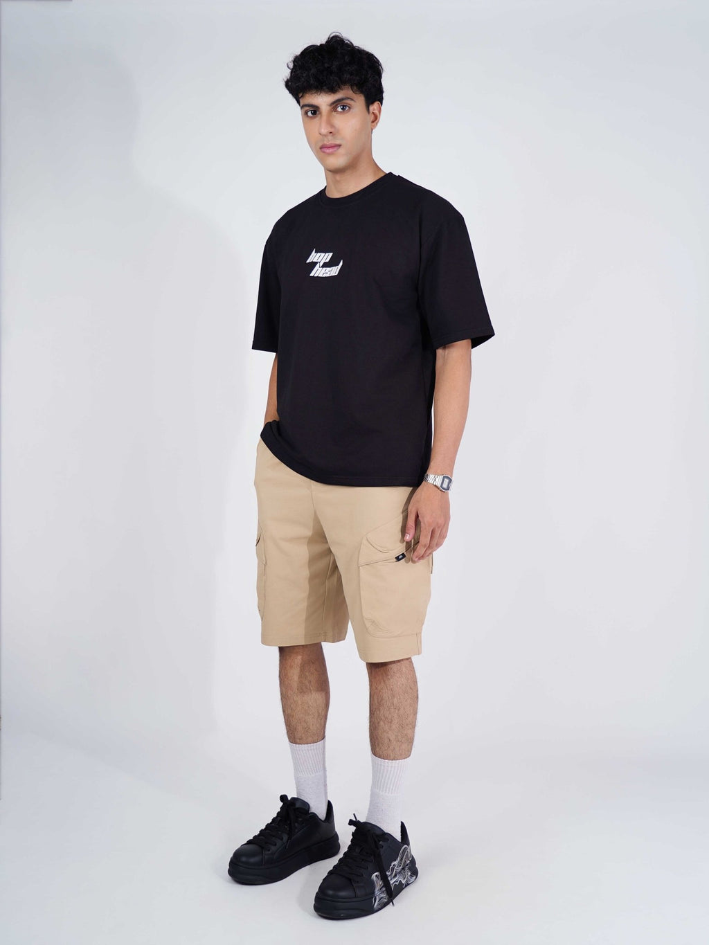 KHAKI UTILITY CARGO OVERSIZED SHORTS - Hophead