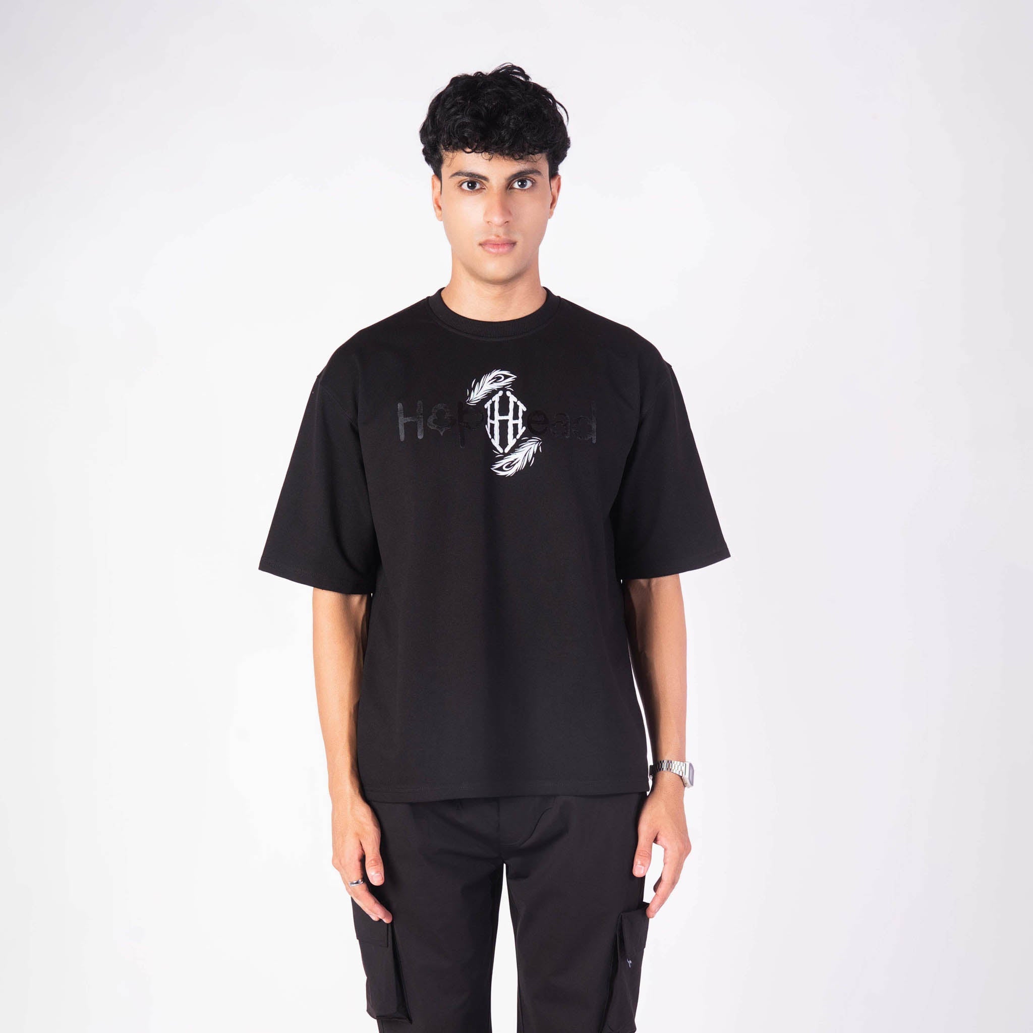 LEUCISTIC PEACOCK OVERSIZED GRAPHIC T - SHIRT - Hophead