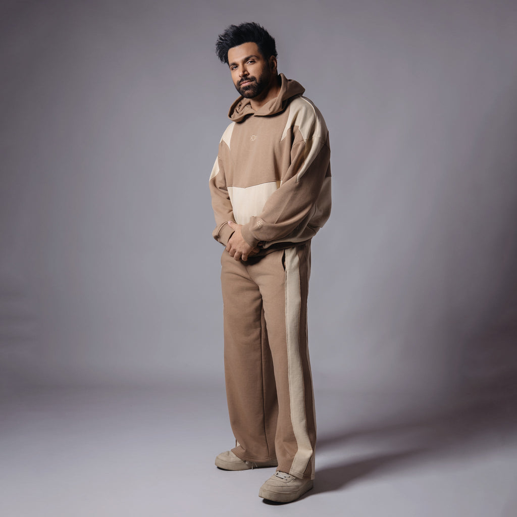 LIGHT BROWN & BEIGE RAW EDGE SWEATPANTS - Hophead